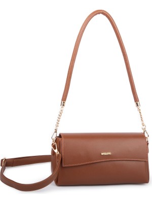 Nas Bag Kadın Sade Şık Omuz ve Çapraz Çanta (En 24 cm ;boy 12 cm ) Taba