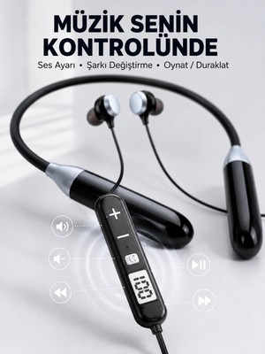 Astraltech Kablosuz Bluetooth Boyun Kulaklığı Mikrofonlu Müzik Dinleme Çağrı Cevaplama Ses Kontrollü Kulak Içi Kulaklık