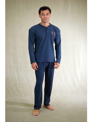 Estiva Erkek Çizgili Patlı Interlok Şardonlu Pijama Takımı