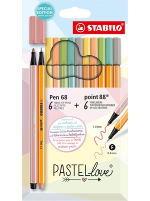 Velora Stabılo Point 88 & Pen 68 Pastellove - Ince Keçe Uçlu Kalem ve Keçe Uçlu Boya Kalemi - 12'li Paket - Çeşitli Renkler