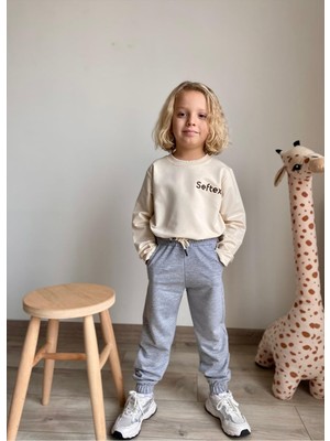 Velora Seftex Erkek/kız Çocuk Cepli Jogger Eşofman Altı Paçası Lastikli Gri 3-4 Yaş