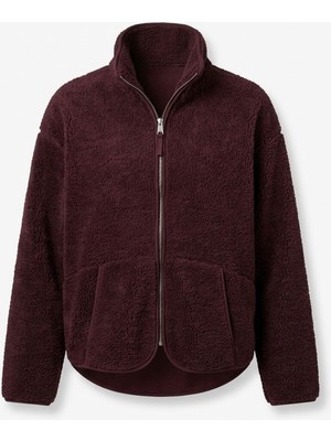 Magarde Fermuarlı Dik Yaka Polar Ceket- Bordo
