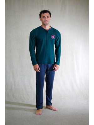 Estiva Erkek Nakışlı Patlı Interlok Şardonlu Pijama Takımı