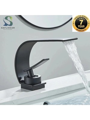 OEM Banyo Lavabo Bataryası Mat Siyah Renk Şelale Tasarım Yeni Model 7 Yıl Garantili Ithal