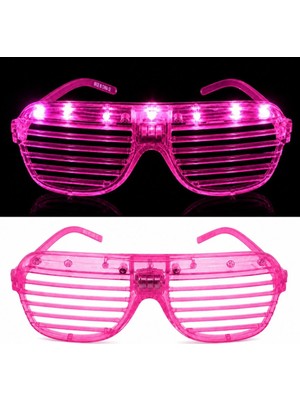 NW NessiWorld LED Işıklı Panjur Parti Gözlüğü Pembe Renk Shutter Gözlük