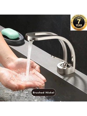 OEM Banyo Lavabo Bataryası Şelale Tasarım Yeni Model Mat Krom Nikel 7 Yıl Garantili Ithal
