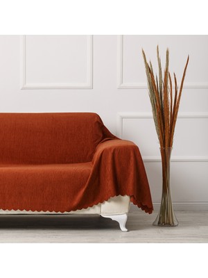 Velerde Home Kiremit Renkli Kaymaz Şönil Koltuk Örtüsü 175 x 300 cm Kolay Temizlenebilir Çift Taraflı