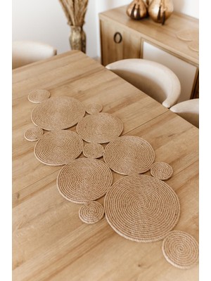Rope Decor 85x35 cm Doğal Jüt Runner – El Yapımı Hasır Masa ve Sehpa Örtüsü