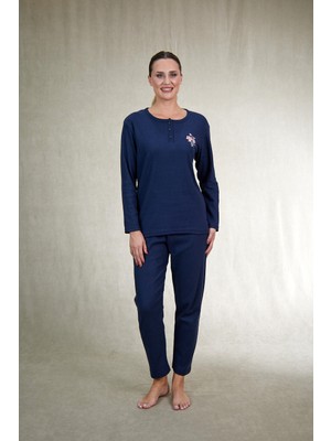 Estiva Kadın Nakış Işlemeli Patlı Interlok Şardonlu Pijama Takımı