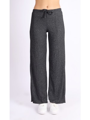 Soft & Basic Punta Raporlu Geniş Paça Siyah Pantolon