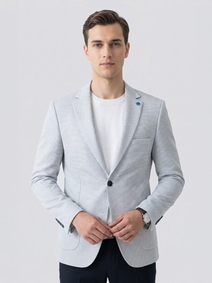 Plus Scorpion Kırçıllı Erkek Blazer Ceket – Torba Cepli, Çift Yırtmaçlı, Dokulu Premium Kumaş Slim Fit