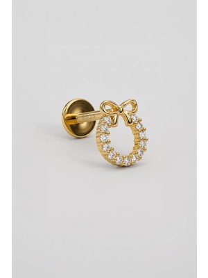 So CHIC Işıltılı Fiyonk 18 Ayar Sarı Altın Kaplama Gümüş Tragus-Flat Piercing