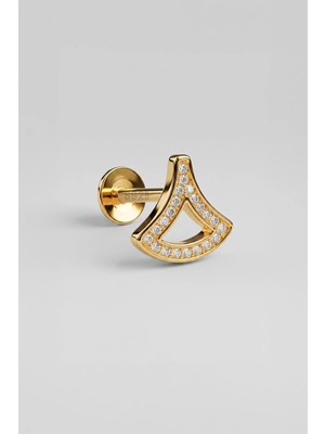 So CHIC Deniz Ikonu 18 Ayar Sarı Altın Kaplama Gümüş Flat-Lobe Piercing