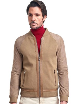 Pierre Cardin Erkek Bej Koley Yaka Süet Deri Ceket