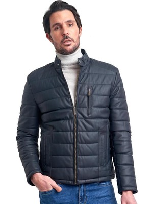 Pierre Cardin Erkek Lacivert Şişme Deri Mont