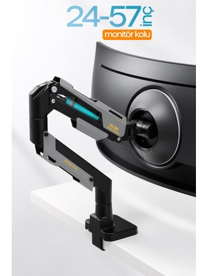 Venenon 24-57" Armada Ultrawide Ekran Monitör Kolu 30 kg Kapasiteli Vesa Uyumlu Tam Hareketli Monitör Standı