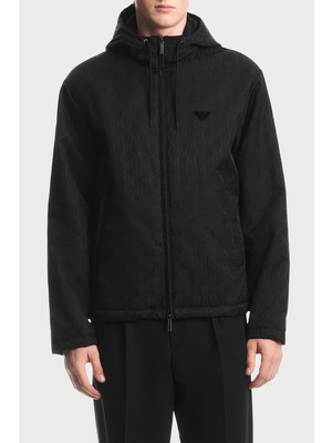Emporio Armani Logolu Relaxed Fit Kapüşonlu Suya Dayanıklı Ceket Erkek Ceket EM006736 AF29202 FC368