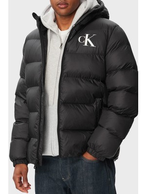 Calvin Klein Logolu Su Itici Kapüşonlu Şişme Mont LV04RG513GUB1 Erkek Mont LV04RG513G Ub1