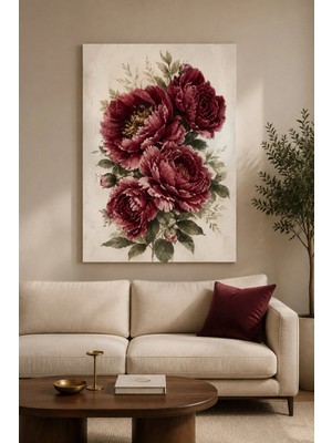 Reklamcın Bordo Şakayık Asaleti Dekoratif Tablo