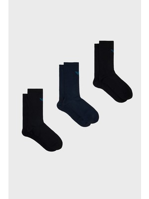 Emporio Armani Logolu Pamuklu 3 Pack Çorap Erkek Çorap EM000554 AF26262 MC649