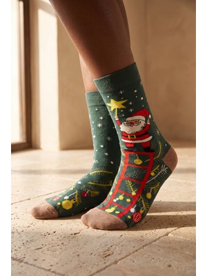 Bony Socks Unisex Noel Baba Desenli Pamuklu Soket Yılbaşı Çorabı