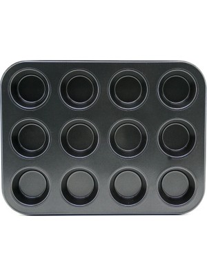 Freedom Storee 12'li Muffin Kek Kalıbı - Metal - Siyah