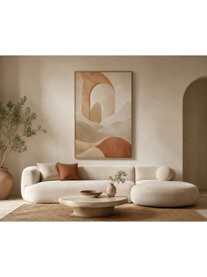 Reklamcın Bej Terracotta Bohem Soyut Duvar Tablosu – Modern Salon Dekoru