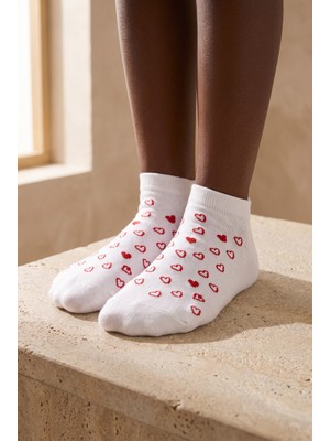 Bony Socks Çocuk Kalpli Step Çorap Beyaz