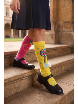 Bony Socks  Şeker Desenli Aksesuarlı Çocuk Dizüstü Çorap Çok Renkli