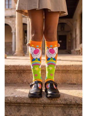 Bony Socks Circus Elephant Kız Çocuk Dizaltı Çorap Turuncu