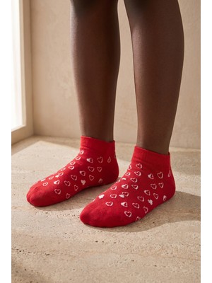 Bony Socks Çocuk Kalpli Step Çorap Kırmızı
