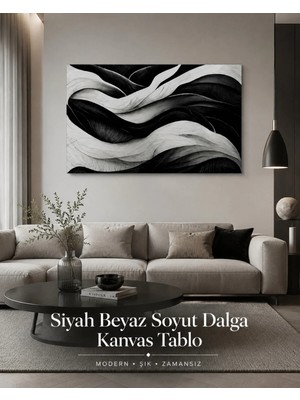 Reklamcın Siyah Beyaz Dalga Desenli Modern Dekoratif Duvar Tablosu – Şık Ofis ve Ev Dekorasyonu