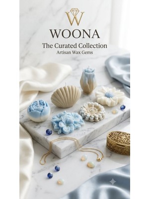 Woona Doğal Soya Wax 6'lı Sinek Kovucu Sitronella Dekoratif Mum Seti - Şakayık, Lale, Papatya, Ortanca, Istiridye Figürlü El Yapımı Doğal Soya Wax Premium Kokulu Mum Seti