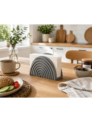 Lunera Accessories Hilal Peçetelik Dekoratif Masaüstü Peçete Tutucu Modern Mutfak Sofra Aksesuarı 3D Baskı