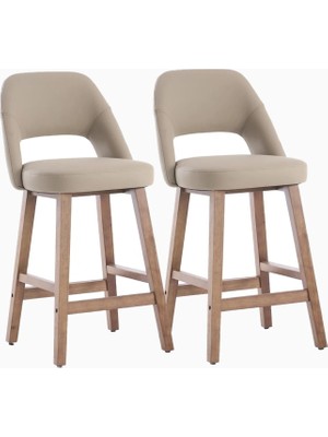 Kidol & Shellder 67 cm Ahşap Siyah Bar Sandalyesi Seti 2'li