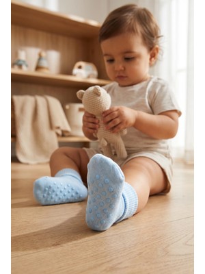 Bony Socks Bebek Bileği Kıvrık Pamuklu Soket Çorap Mavi