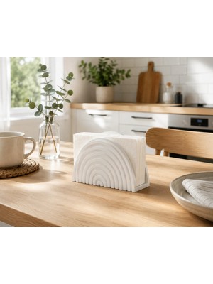 Lunera Accessories Hilal Peçetelik Dekoratif Masaüstü Peçete Tutucu Modern Mutfak Sofra Aksesuarı 3D Baskı