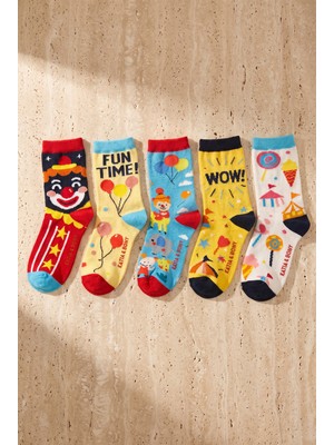 Bony Socks Çocuk 5'li Carnaval Temalı Pamuklu Çok Renkli Soket Çorap