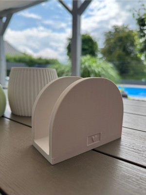 Lunera Accessories Beyaz Dekoratif Peçetelik – 3D Baskı Modern Masaüstü Peçete Tutucu