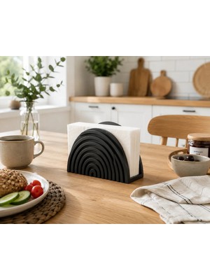 Lunera Accessories Hilal Peçetelik Dekoratif Masaüstü Peçete Tutucu Modern Mutfak Sofra Aksesuarı 3D Baskı