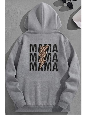 Kozz Style Unisex 3 Iplik Pamuklu Gri Triplemama Baskı Bol Kalıp Sweatshirt Hoodie