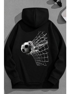 Kozz Style Unisex 3 Iplik Pamuklu Siyah Gooool Bol Kalıp Sweatshirt Hoodie