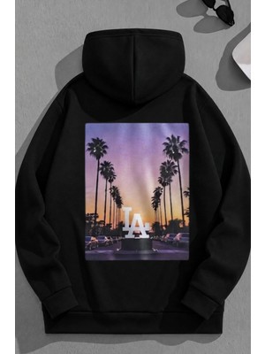 Kozz Style Unisex 3 Iplik Pamuklu Siyah Latropical Bol Kalıp Sweatshirt Hoodie