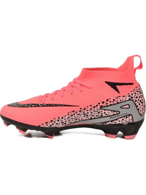 Ayakmod Pembe-Siyah Çoraplı Bağcıklı Erkek Futbol Ayakkabısı Krampon 610
