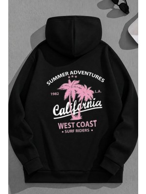Kozz Style Unisex 3 Iplik Pamuklu Siyah SACALIF1982 Baskı Bol Kalıp Sweatshirt Hoodie