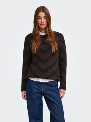Only  Onlelıza L/s Pullover Knt Noos Kahverengi Kadın Kazak 15191792