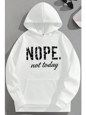 Kozz Style Unisex 3 Iplik Pamuklu Beyaz Nope Baskı Bol Kalıp Sweatshirt Hoodie