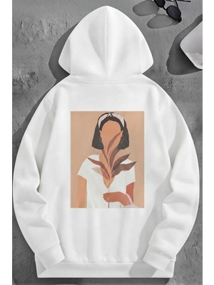 Kozz Style Unisex 3 Iplik Pamuklu Beyaz Hayalifigür Baskı Bol Kalıp Sweatshirt Hoodie