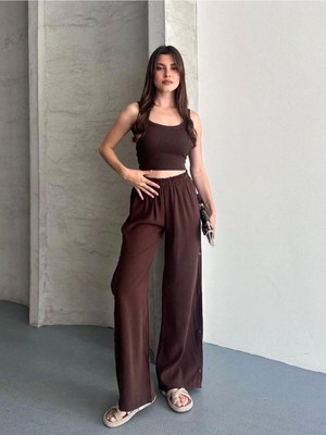 Rosyposy Kadın Tensel Kumaş Çıtçıtlı Pantolon