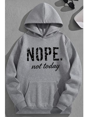 Kozz Style Unisex 3 Iplik Pamuklu Gri Nope Baskı Bol Kalıp Sweatshirt Hoodie